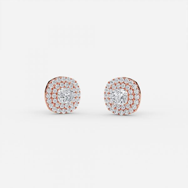 Cushion Moissanite Double Halo Earrings