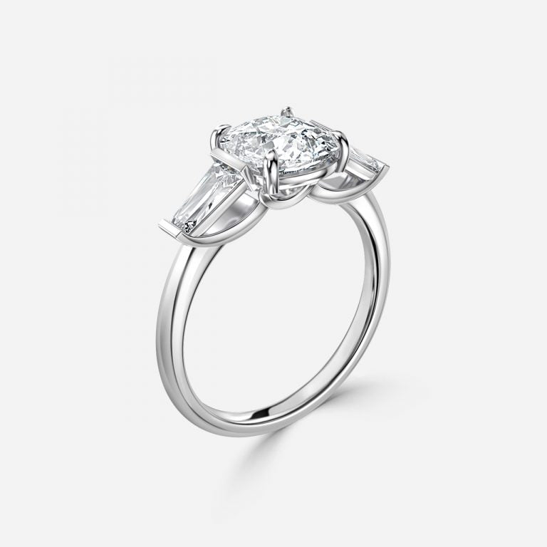 Jara Cushion Three Stone Moissanite Engagement Ring