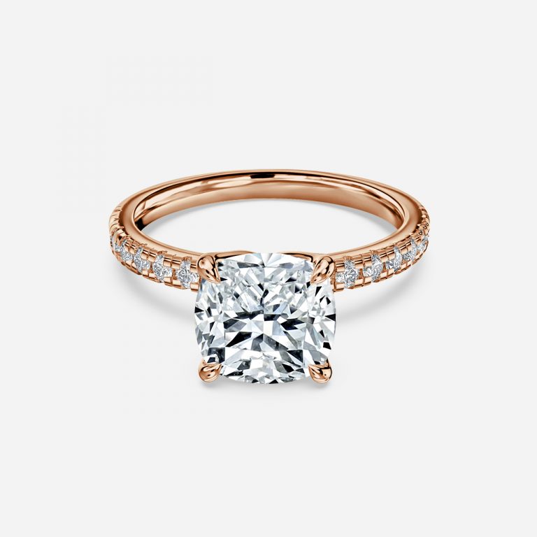 Tamara Cushion Diamond Band Moissanite Engagement Ring