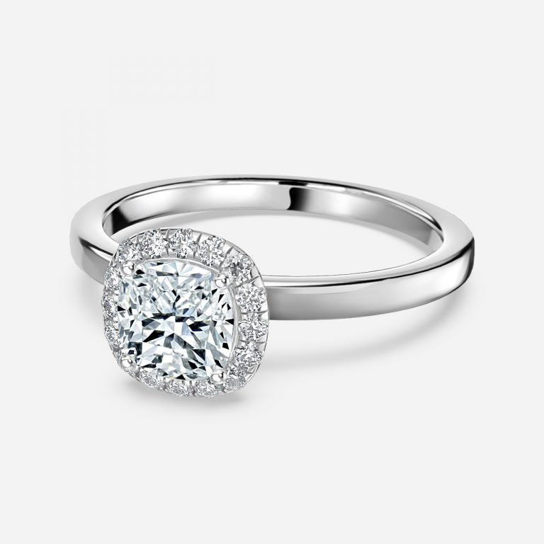 Katya Cushion Halo Moissanite Engagement Ring