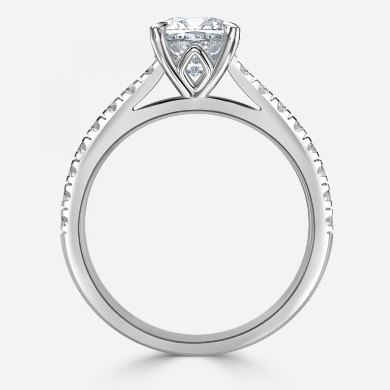 Aveline Cushion Diamond Band Moissanite Engagement Ring