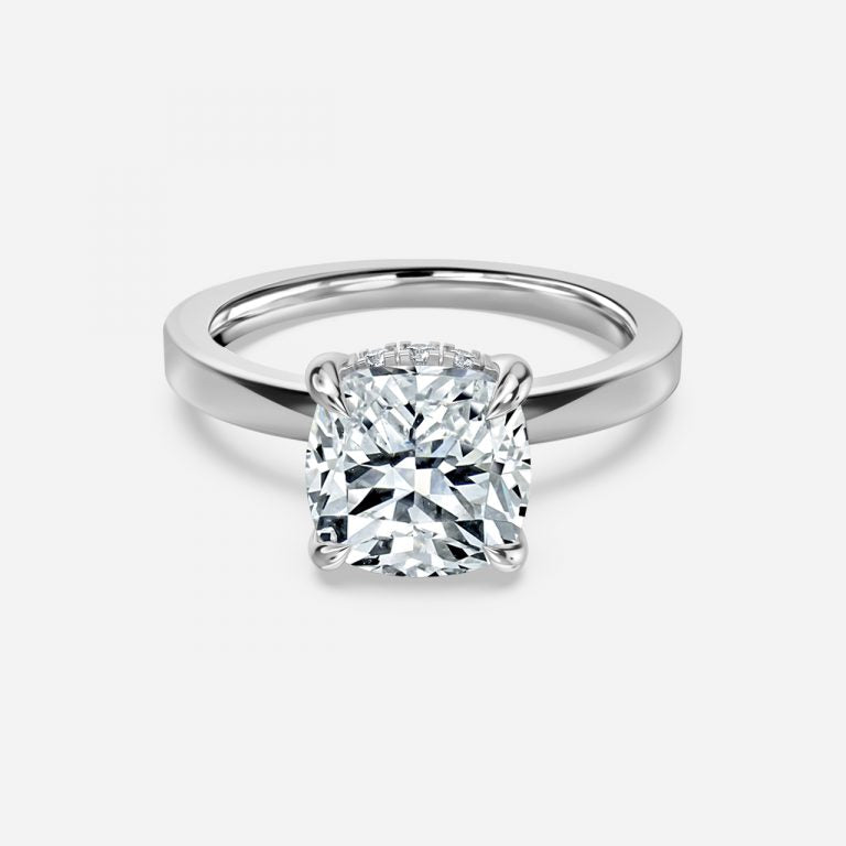 Edeline Cushion Hidden Halo Moissanite Engagement Ring