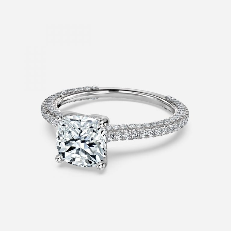 Kalaya Cushion Hidden Halo Moissanite Engagement Ring