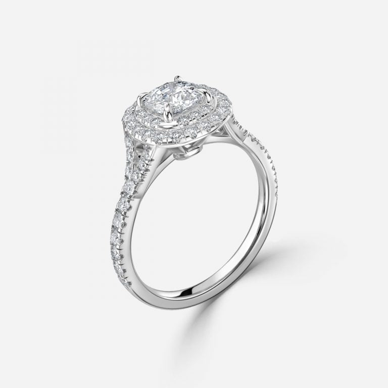 Afton Cushion Halo Moissanite Engagement Ring