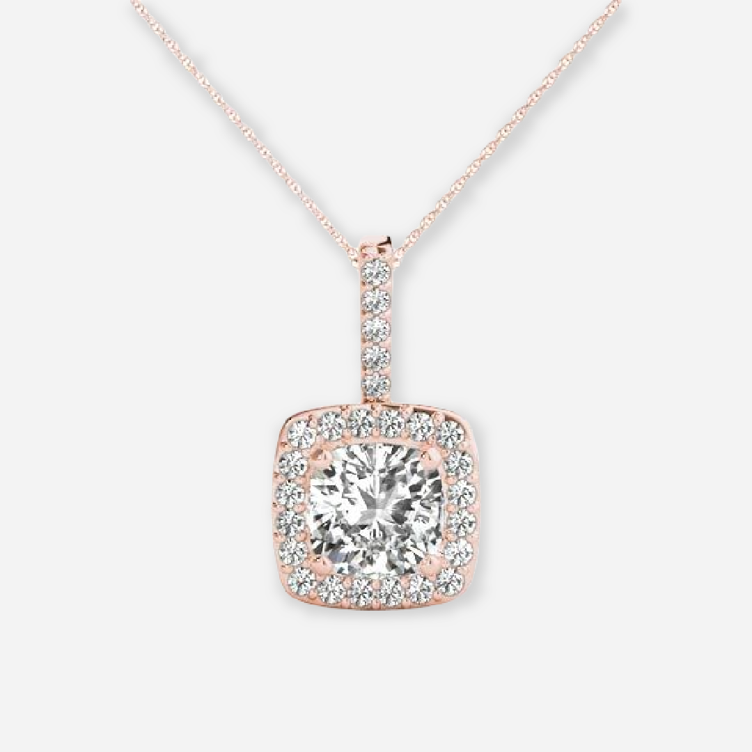 Cushion Moissanite Halo Pendant