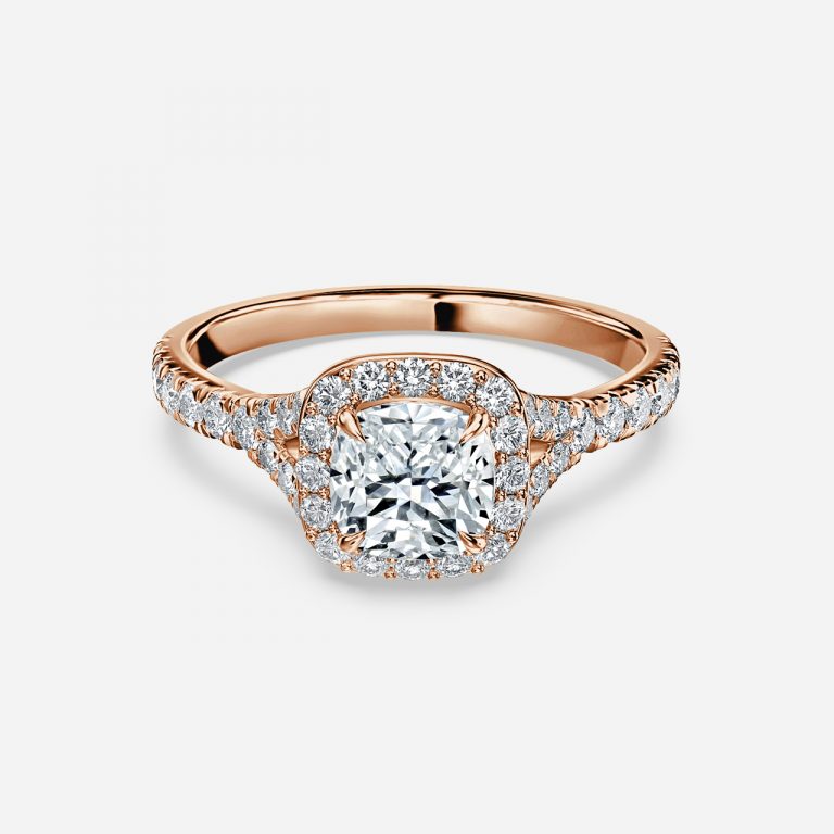 Dove Cushion Halo Moissanite Engagement Ring