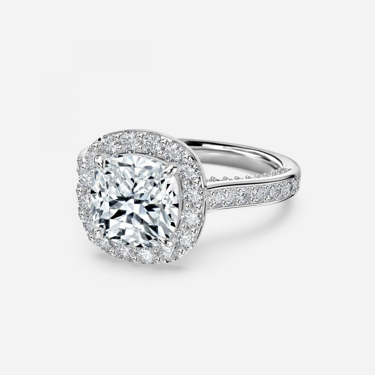 Clementine Cushion Halo Moissanite Engagement Ring