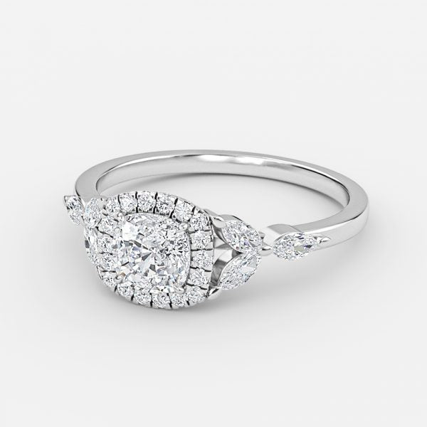 Jacinta Cushion Halo Moissanite Engagement Ring