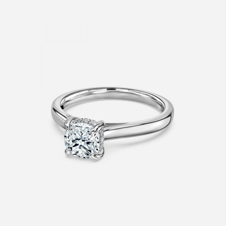 Jessalyn Cushion Hidden Halo Moissanite Engagement Ring