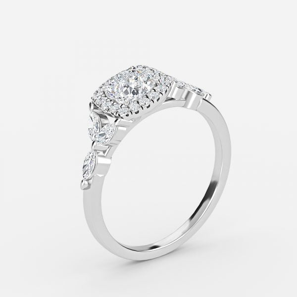 Jacinta Cushion Halo Moissanite Engagement Ring