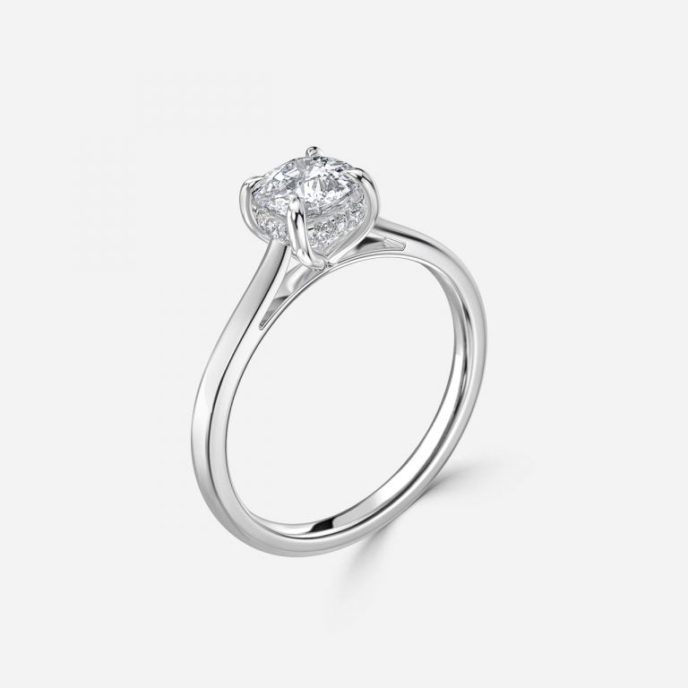 Jessalyn Cushion Hidden Halo Moissanite Engagement Ring