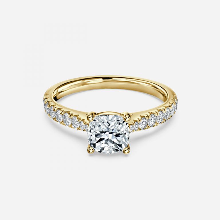 Bellamy Cushion Diamond Band Moissanite Engagement Ring