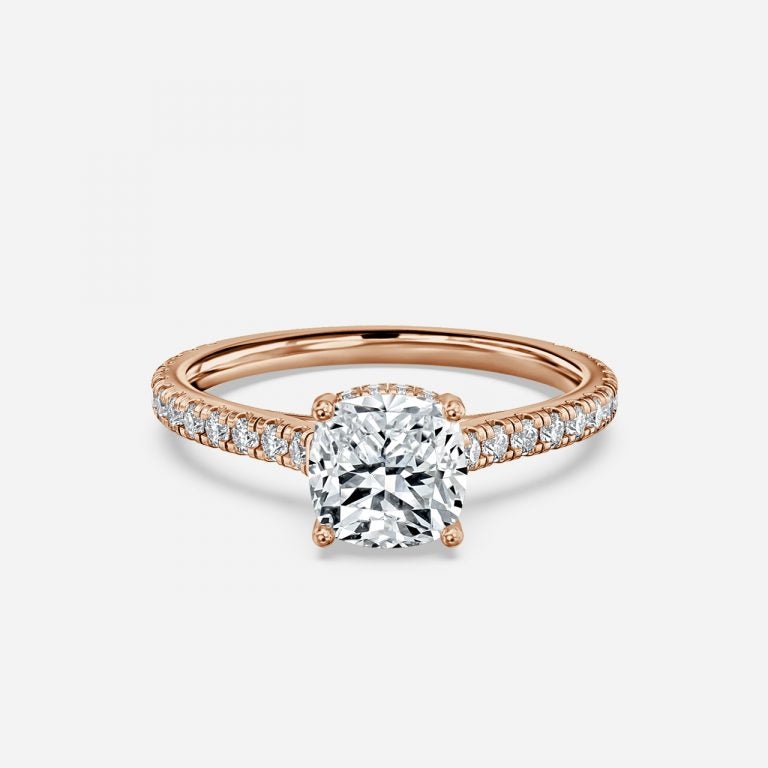 Tamsin Cushion Hidden Halo Moissanite Engagement Ring