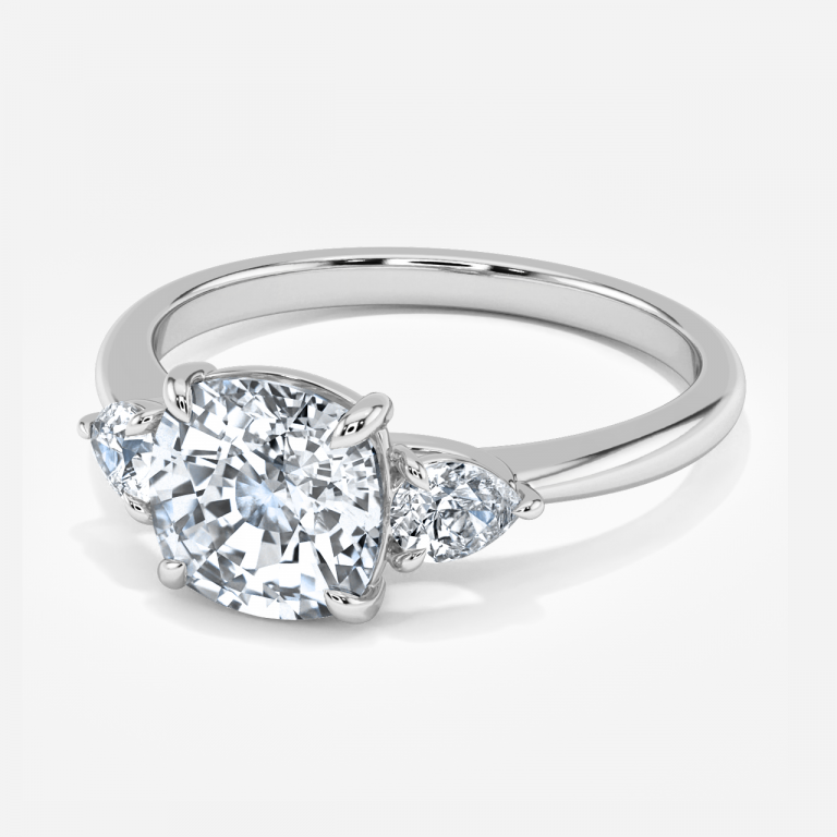 Verity Cushion Three Stone Moissanite Engagement Ring