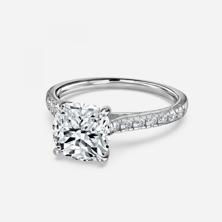 Clio Cushion Diamond Band Moissanite Engagement Ring