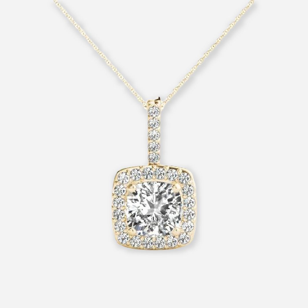 Cushion Moissanite Halo Pendant