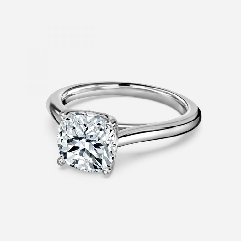 Lyla Cushion Solitaire Moissanite Engagement Ring