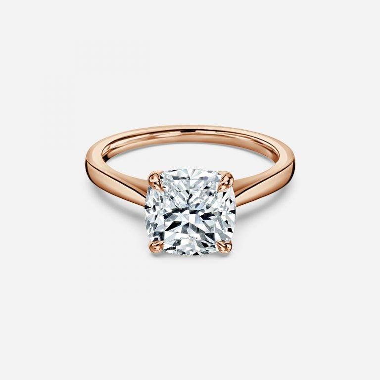 Peony Cushion Solitaire Moissanite Engagement Ring