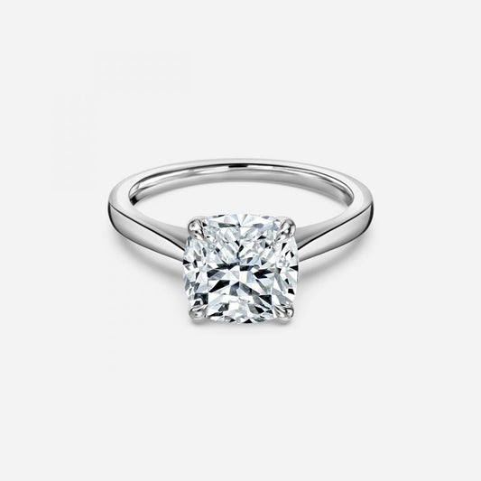 Peony Cushion Solitaire Moissanite Engagement Ring