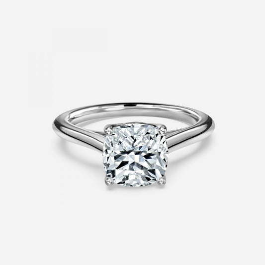 Lyla Cushion Solitaire Moissanite Engagement Ring