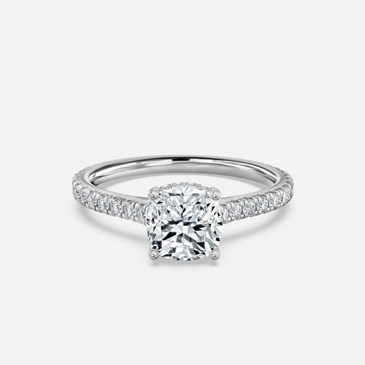 Tamsin Cushion Hidden Halo Moissanite Engagement Ring