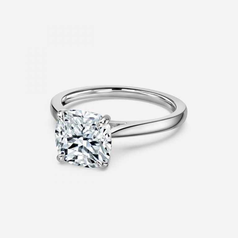 Peony Cushion Solitaire Moissanite Engagement Ring