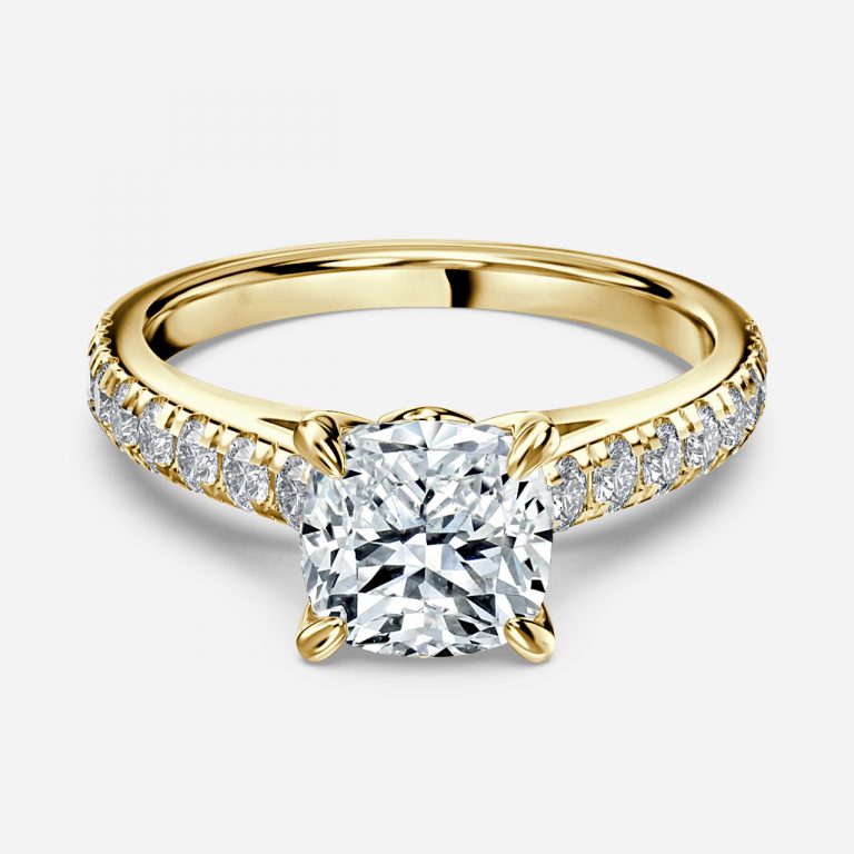 Aveline Cushion Diamond Band Moissanite Engagement Ring