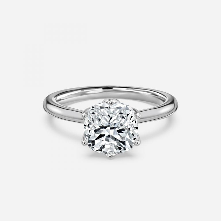 Raquel Cushion Solitaire Moissanite Engagement Ring