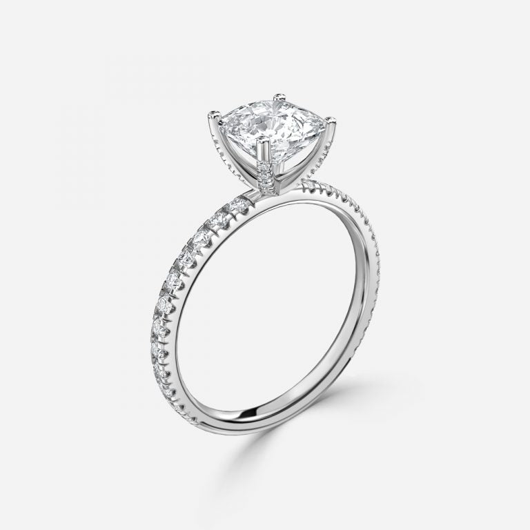 Rosalba Cushion Diamond Band Moissanite Engagement Ring