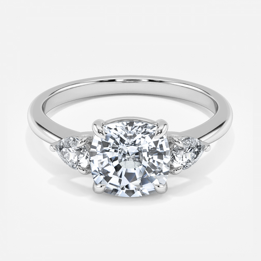 Verity Cushion Three Stone Moissanite Engagement Ring