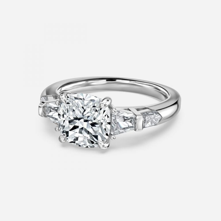 Maida Cushion Three Stone Moissanite Engagement Ring