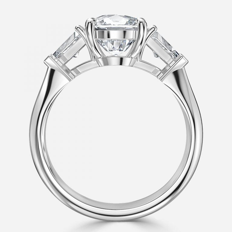 Eri Cushion Three Stone Moissanite Engagement Ring