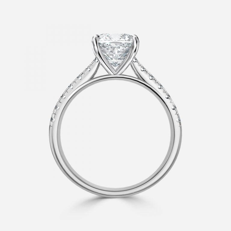 Clio Cushion Diamond Band Moissanite Engagement Ring