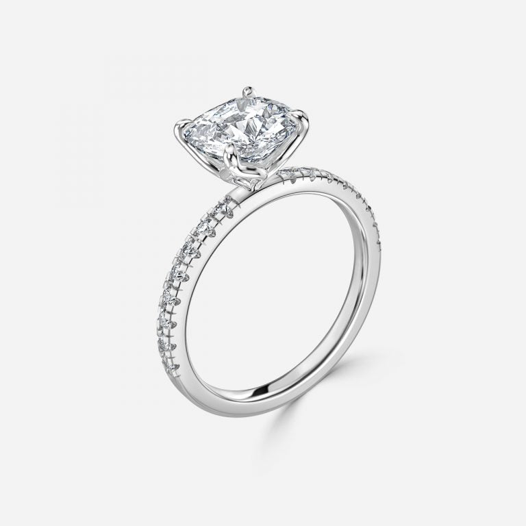 Tamara Cushion Diamond Band Moissanite Engagement Ring