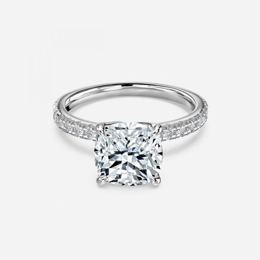 Tamara Cushion Diamond Band Moissanite Engagement Ring