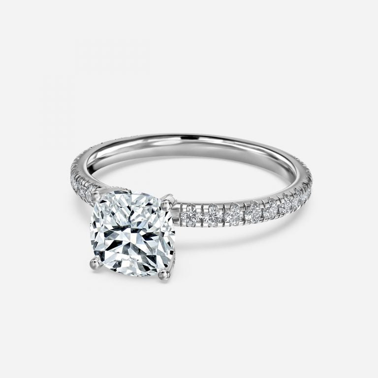 Rosalba Cushion Diamond Band Moissanite Engagement Ring