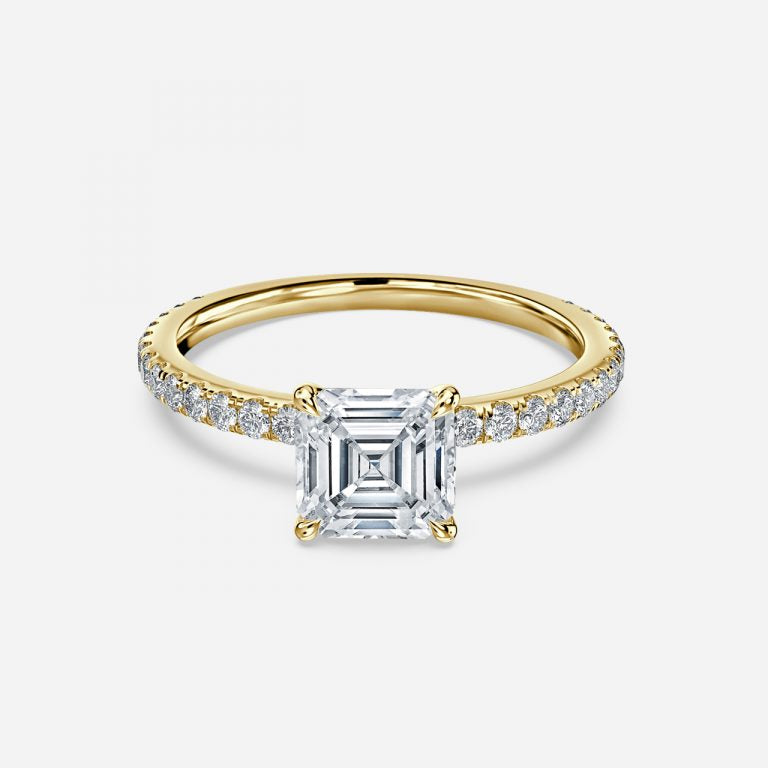 Zeni Asscher Dainty Moissanite Engagement Ring