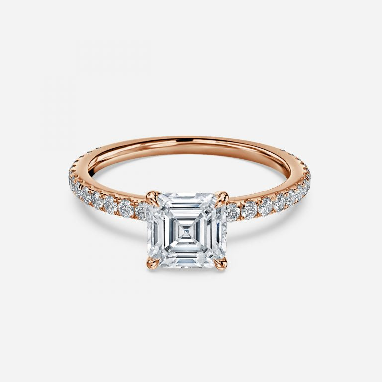 Zeni Asscher Dainty Moissanite Engagement Ring