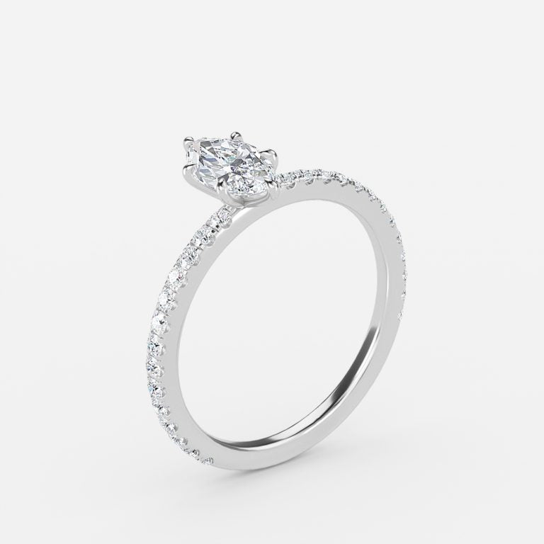 Zeni Marquise Diamond Band Moissanite Engagement Ring