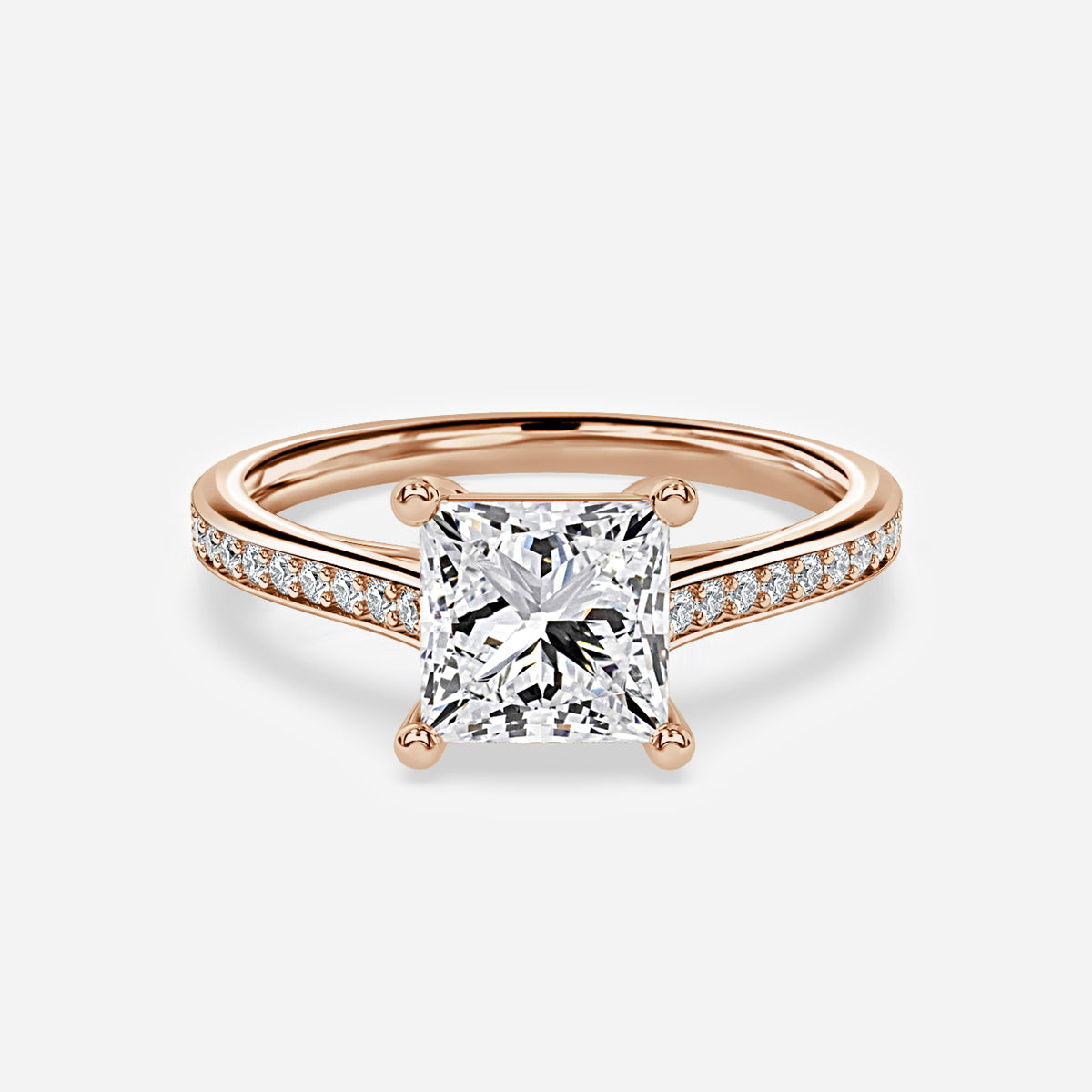 Portia Princess Diamond Band Moissanite Engagement Ring