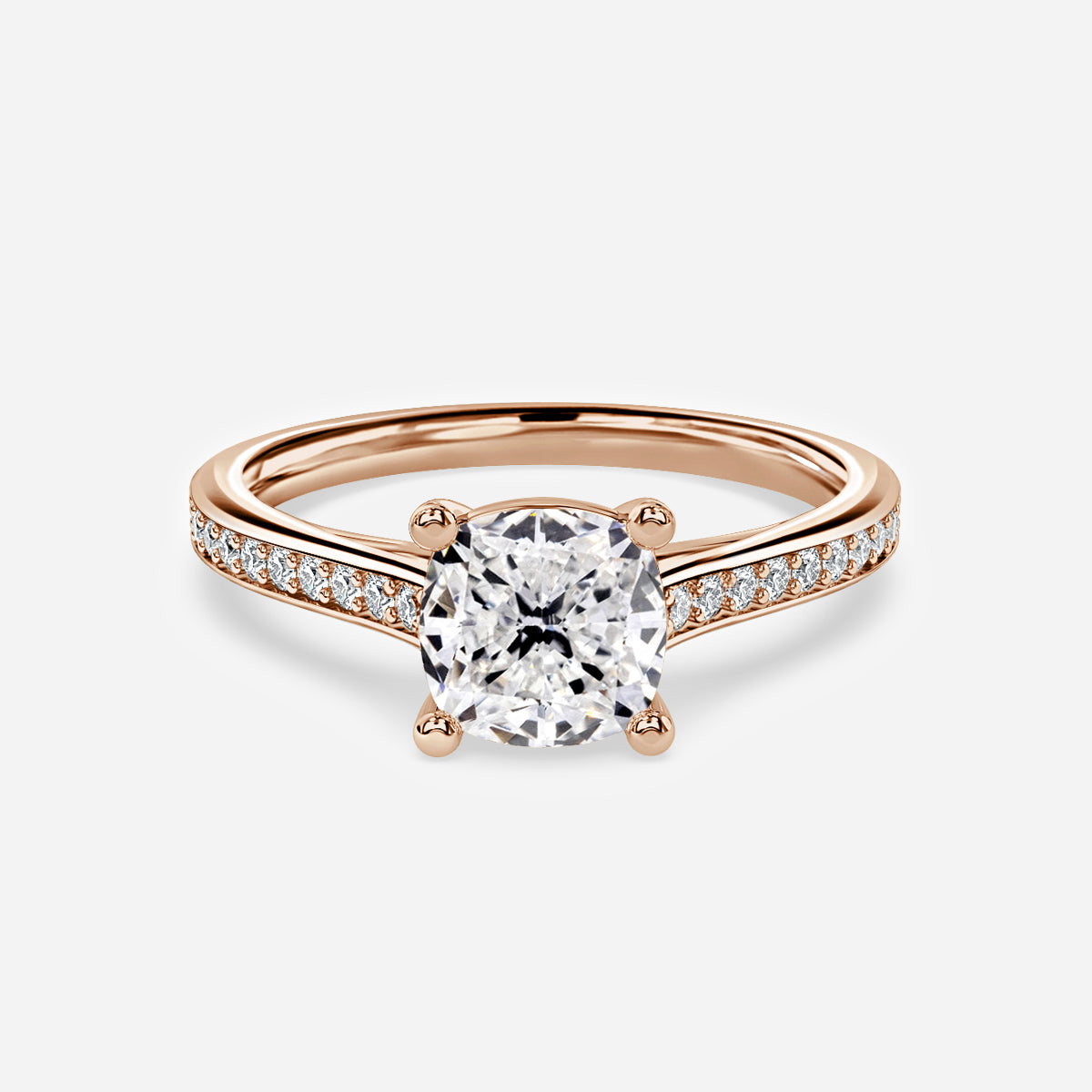 Portia Cushion Diamond Band Moissanite Engagement Ring