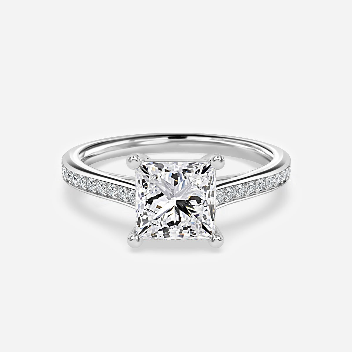 Portia Princess Diamond Band Moissanite Engagement Ring