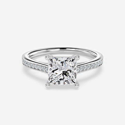 Portia Princess Diamond Band Moissanite Engagement Ring