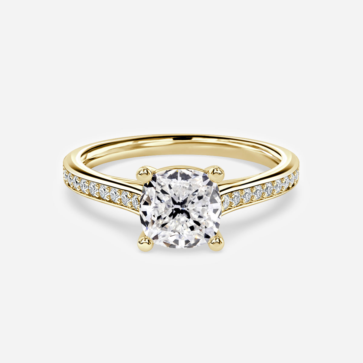 Portia Cushion Diamond Band Moissanite Engagement Ring