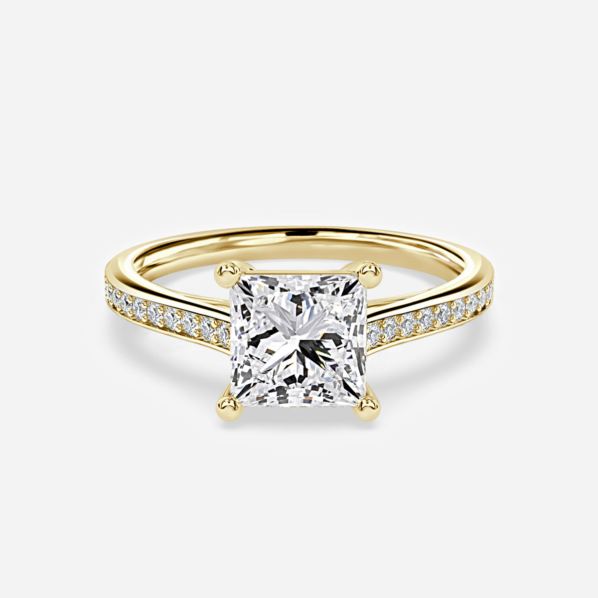 Portia Princess Diamond Band Moissanite Engagement Ring