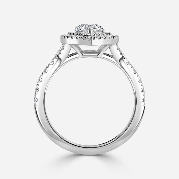 Zeya Pear Halo Moissanite Engagement Ring