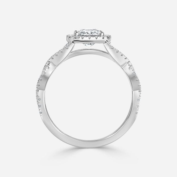 Zara Cushion Diamond Band Moissanite Engagement Ring