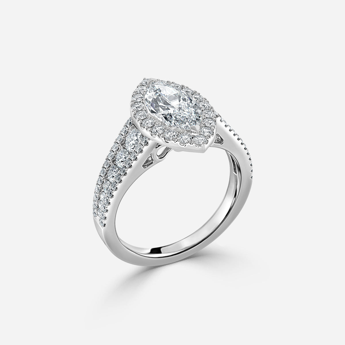 Ember Marquise Diamond Halo Moissanite Engagement Ring