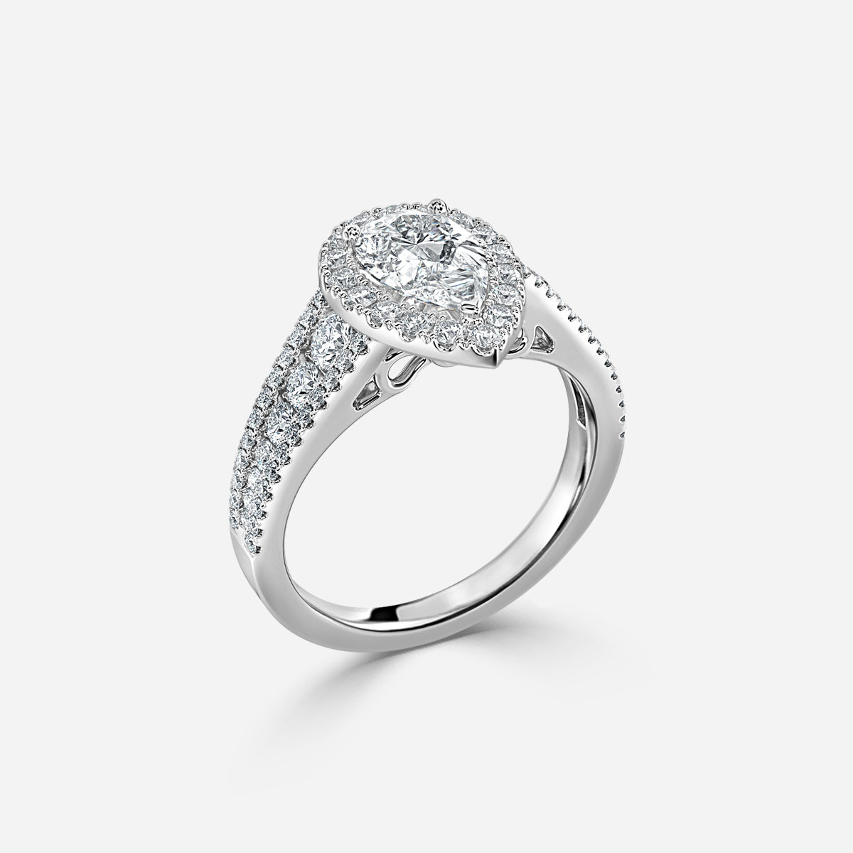 Ember Pear Halo Moissanite Engagement Ring