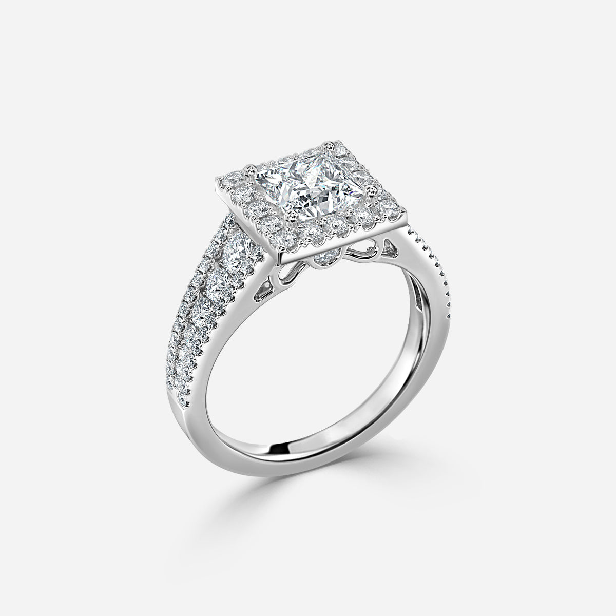 Ember Princess Halo Moissanite Engagement Ring